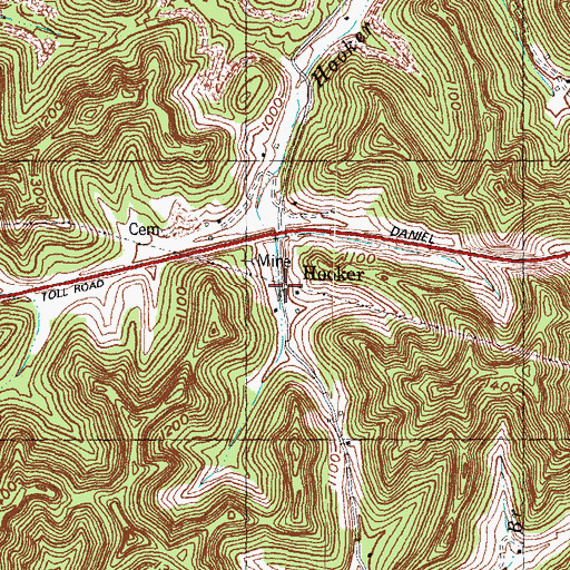 Topographic Map of Hooker Post Office (historical), KY
