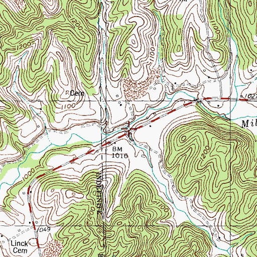 Topographic Map of Mullins Branch, KY