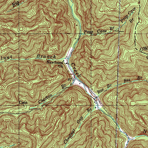 Topographic Map of Newfound Post Office (historical), KY