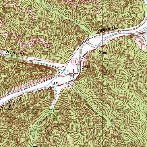 Topographic Map of Old Stable Creek, KY