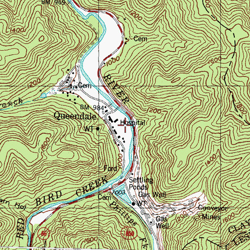 Topographic Map of Red Bird Hospital, KY
