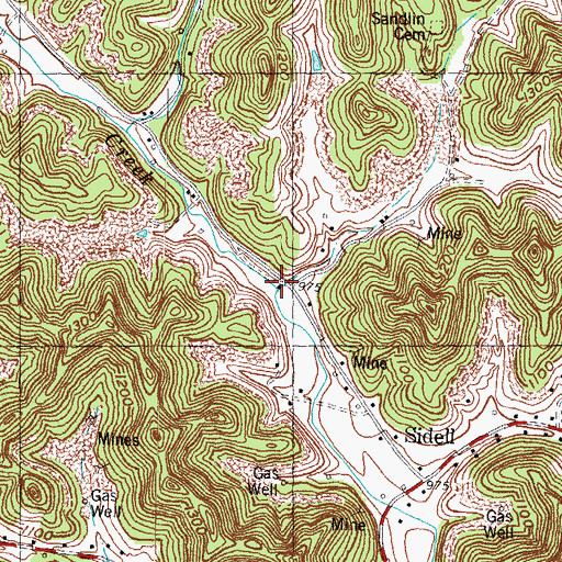 Topographic Map of Sandlin Branch, KY