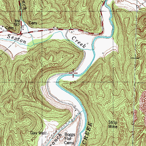 Topographic Map of Sexton Creek Post Office, KY