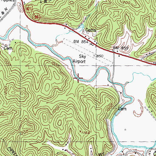 Topographic Map of Shop Bottom Branch, KY