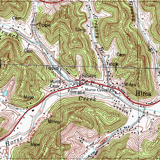 Topographic Map of Sibert Railroad Station (historical), KY