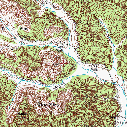 Topographic Map of Baker Cemetery, KY