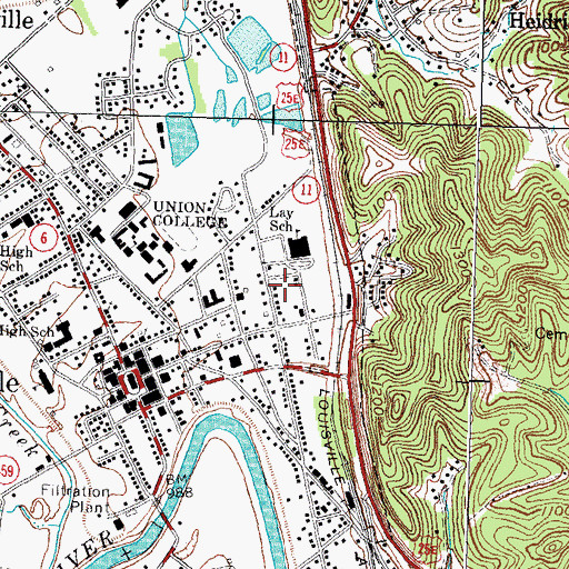 Topographic Map of Barbourville Post Office, KY