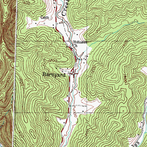 Topographic Map of Barnyard Post Office (historical), KY