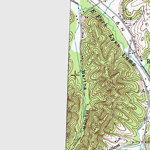 Topographic Map of Bertha Post Office (historical), KY