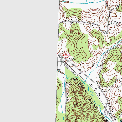 Topographic Map of Bertha Railroad Station (historical), KY