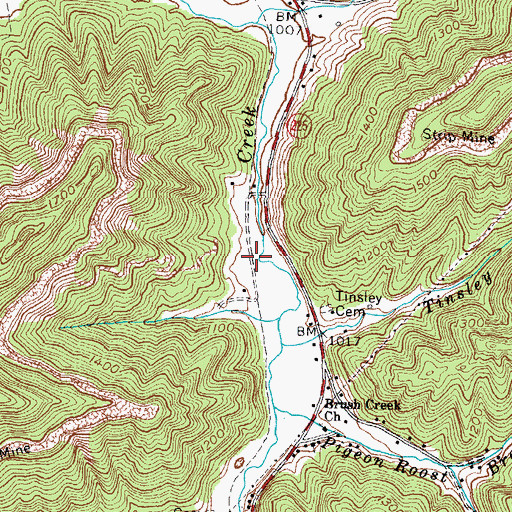 Topographic Map of Bradel Post Office (historical), KY