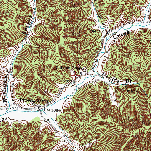 Topographic Map of Callebs Creek School (historical), KY