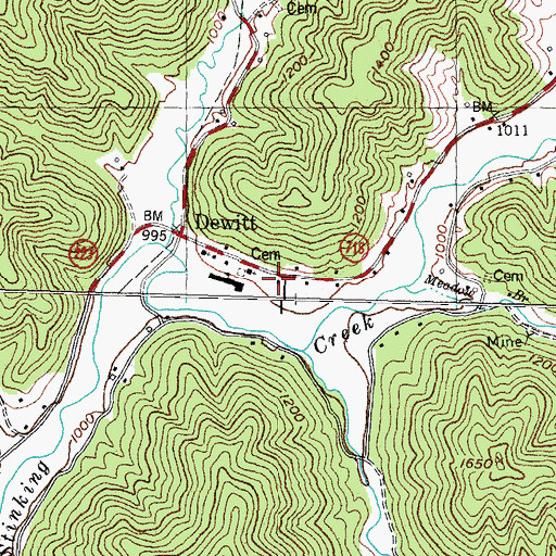Topographic Map of Campbells Store (historical), KY
