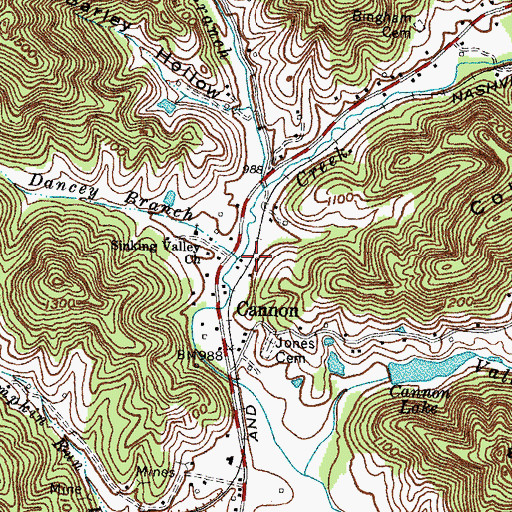 Topographic Map of Cannon Railroad Station (historical), KY