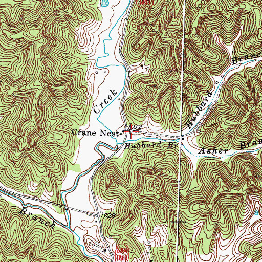Topographic Map of Crane Nest Post Office (historical), KY