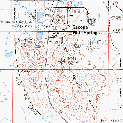Topographic Map of Tecopa Hills, CA