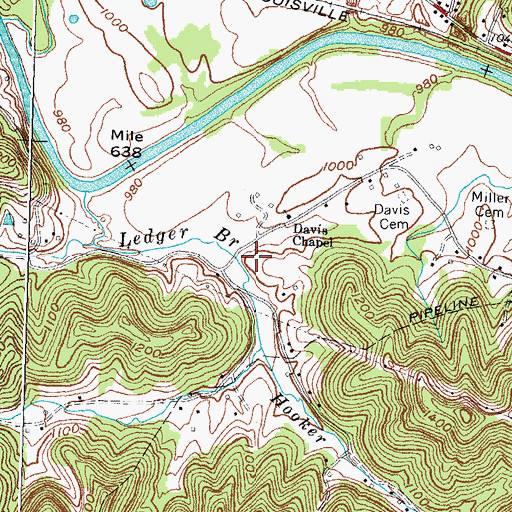 Topographic Map of Davis Bend School (historical), KY