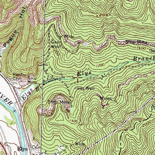 Topographic Map of Elys Branch School (historical), KY