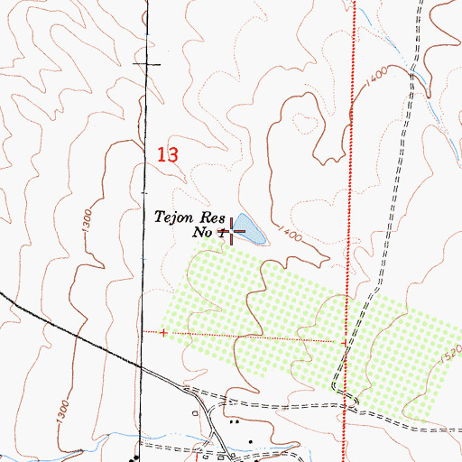 Topographic Map of Tejon Reservoir Number One, CA