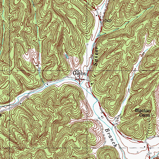 Topographic Map of Gibbs Post Office (historical), KY