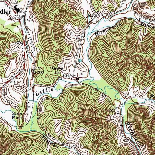 Topographic Map of Grove School (historical), KY