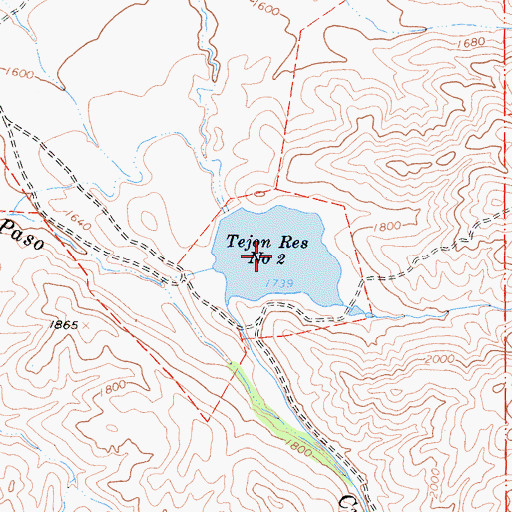 Topographic Map of Tejon Reservoir Number Two, CA