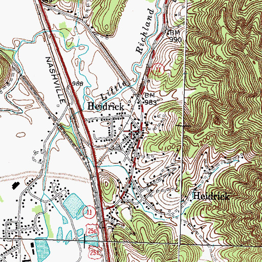Topographic Map of Heidrick Post Office, KY