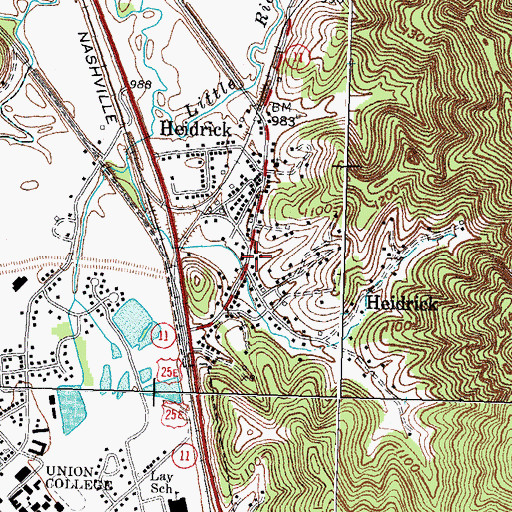 Topographic Map of Heidrick School (historical), KY