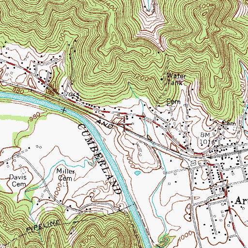 Topographic Map of Loulynn Railroad Station (historical), KY