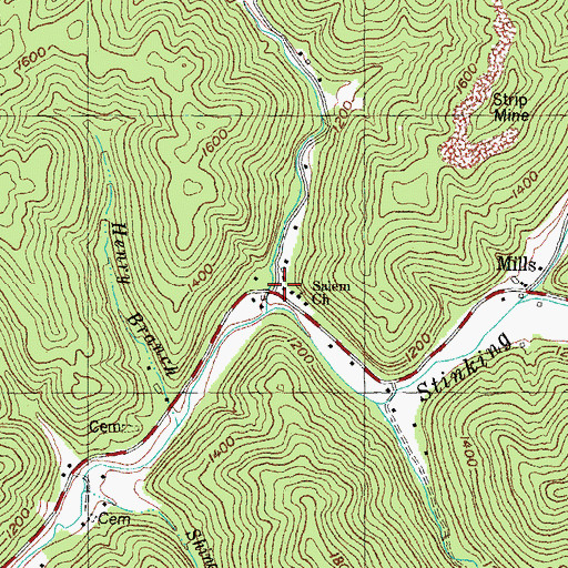 Topographic Map of Messer Store (historical), KY