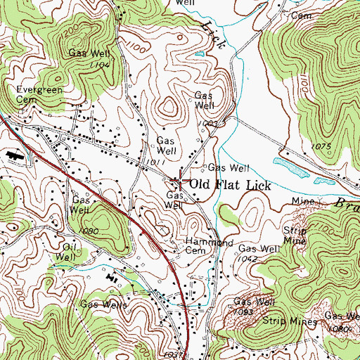 Topographic Map of Old Flat Lick Post Office, KY