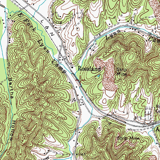 Topographic Map of Ostned Railroad Station (historical), KY
