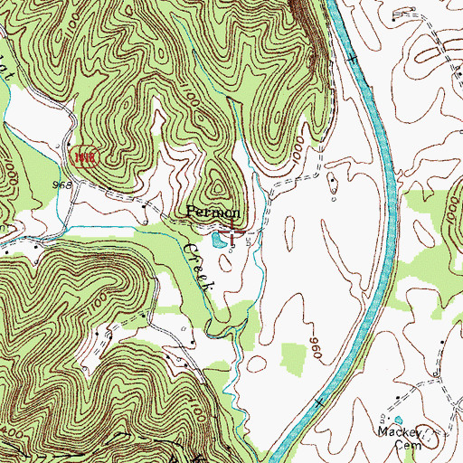 Topographic Map of Permon Post Office (historical), KY