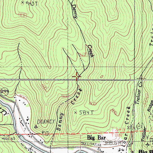 Topographic Map of Denny Creek, CA