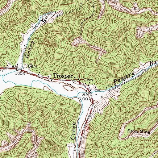 Topographic Map of Powers Chapel, KY