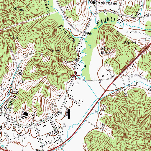 Topographic Map of Roadside Church, KY
