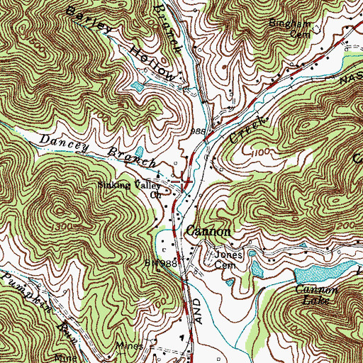 Topographic Map of Sinking Valley School (historical), KY