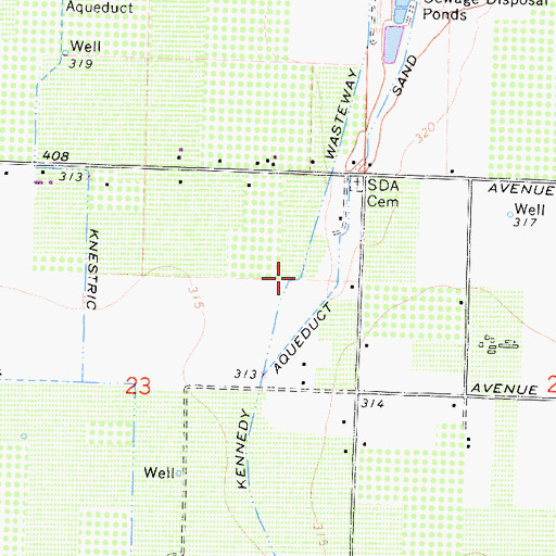 Topographic Map of Kennedy Wasteway, CA