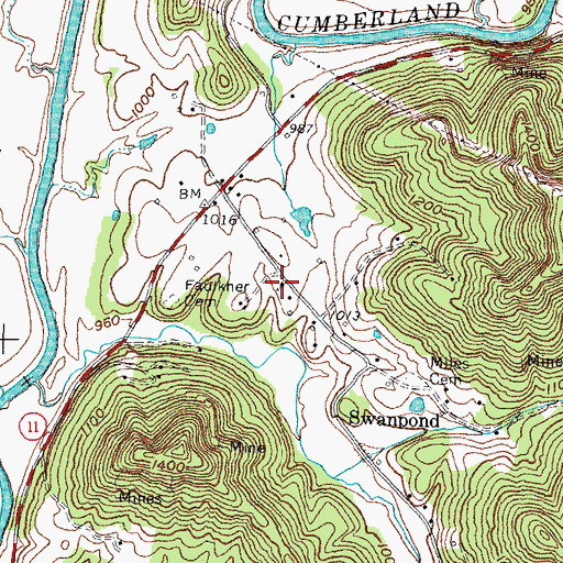 Topographic Map of Swan Pond Baptist Church, KY
