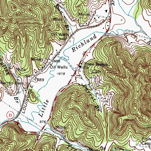Topographic Map of Trace Branch School (historical), KY