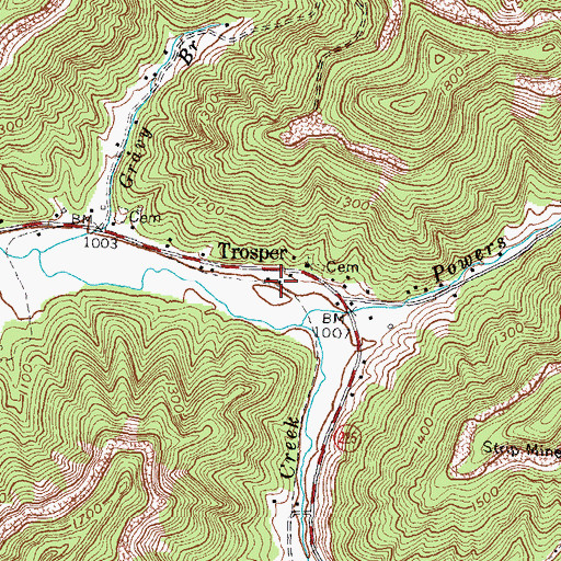 Topographic Map of Trosper Post Office (historical), KY