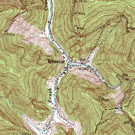 Topographic Map of Wheeler Railroad Station (historical), KY