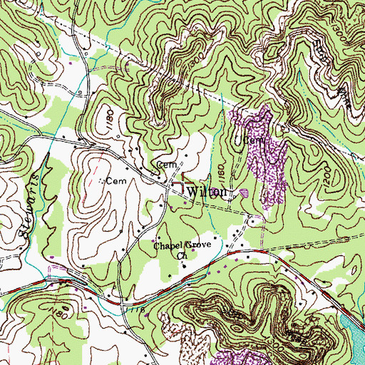 Topographic Map of Wilton Post Office (historical), KY
