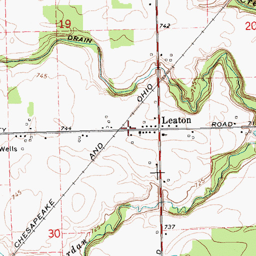 Topographic Map of Leaton Station (historical), MI