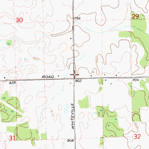 Topographic Map of Whiteville Post Office (historical), MI