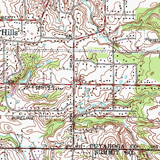 Topographic Map of Walton Hills Police Department, OH