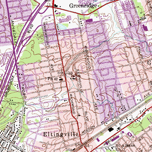 Topographic Map of Eltingville Lutheran Church, NY