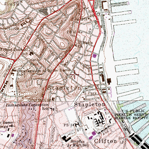 Topographic Map of First Central Baptist Church, NY