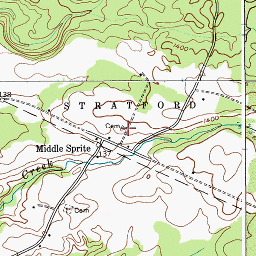 Topographic Map of Middle Sprite Cemetery, NY