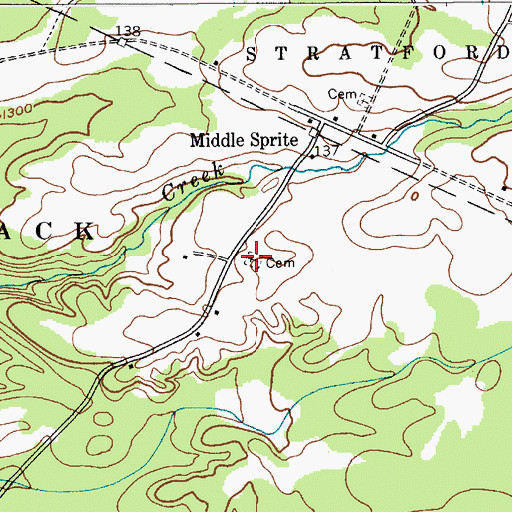 Topographic Map of Saint Bridgetts Cemetery, NY